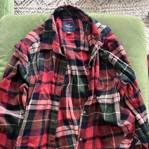 American Eagle Outfitters Plaid Button Down Shirt - Red, Green, Blue